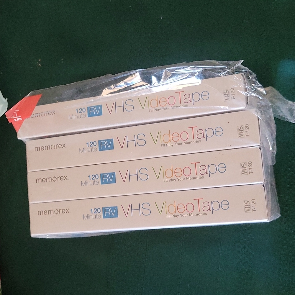 New Memorex 4 Blank VHS Tapes